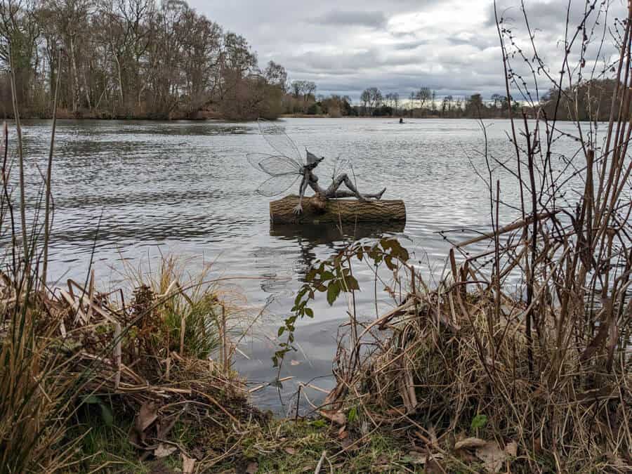 Fairy on a log in a lake