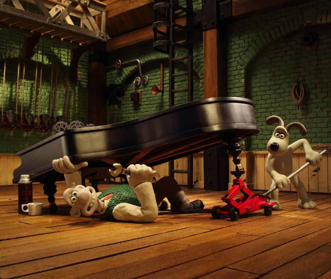 Wallace under a grand piano animation