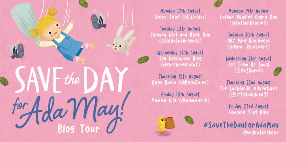 Save the day for Ava May blog tour banner with details of all the bloggers involved