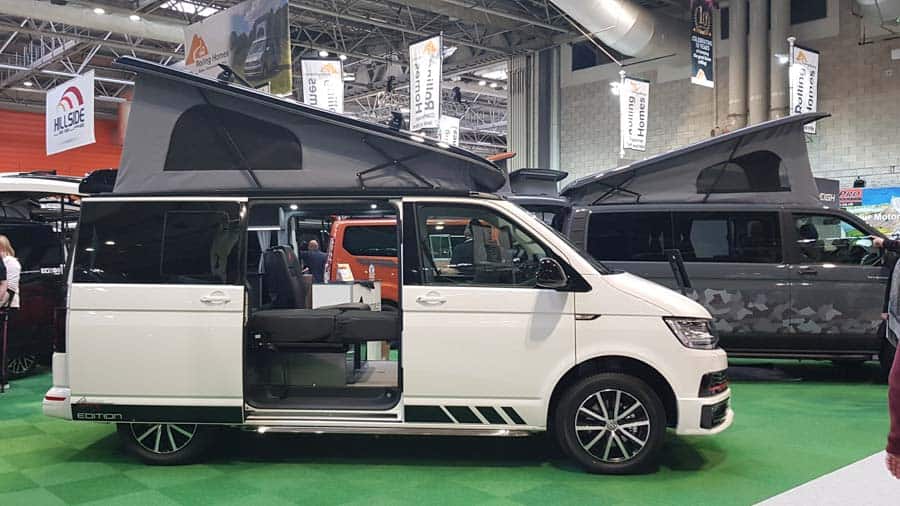 White campervan at NEC