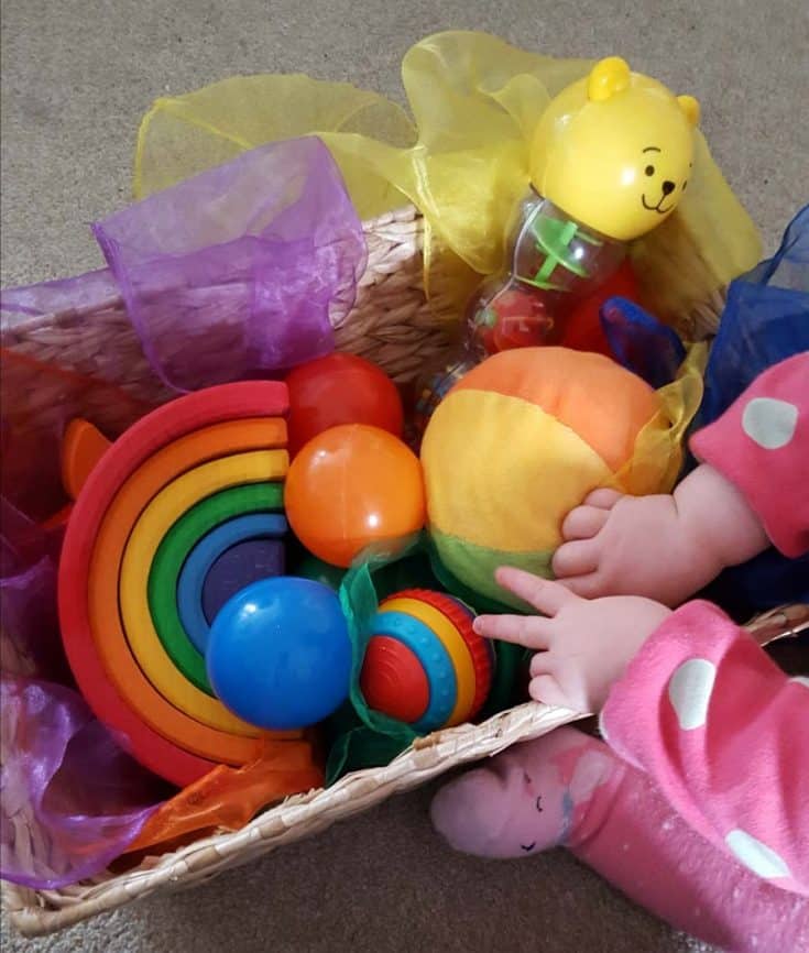 Treasure basket full of colourful items