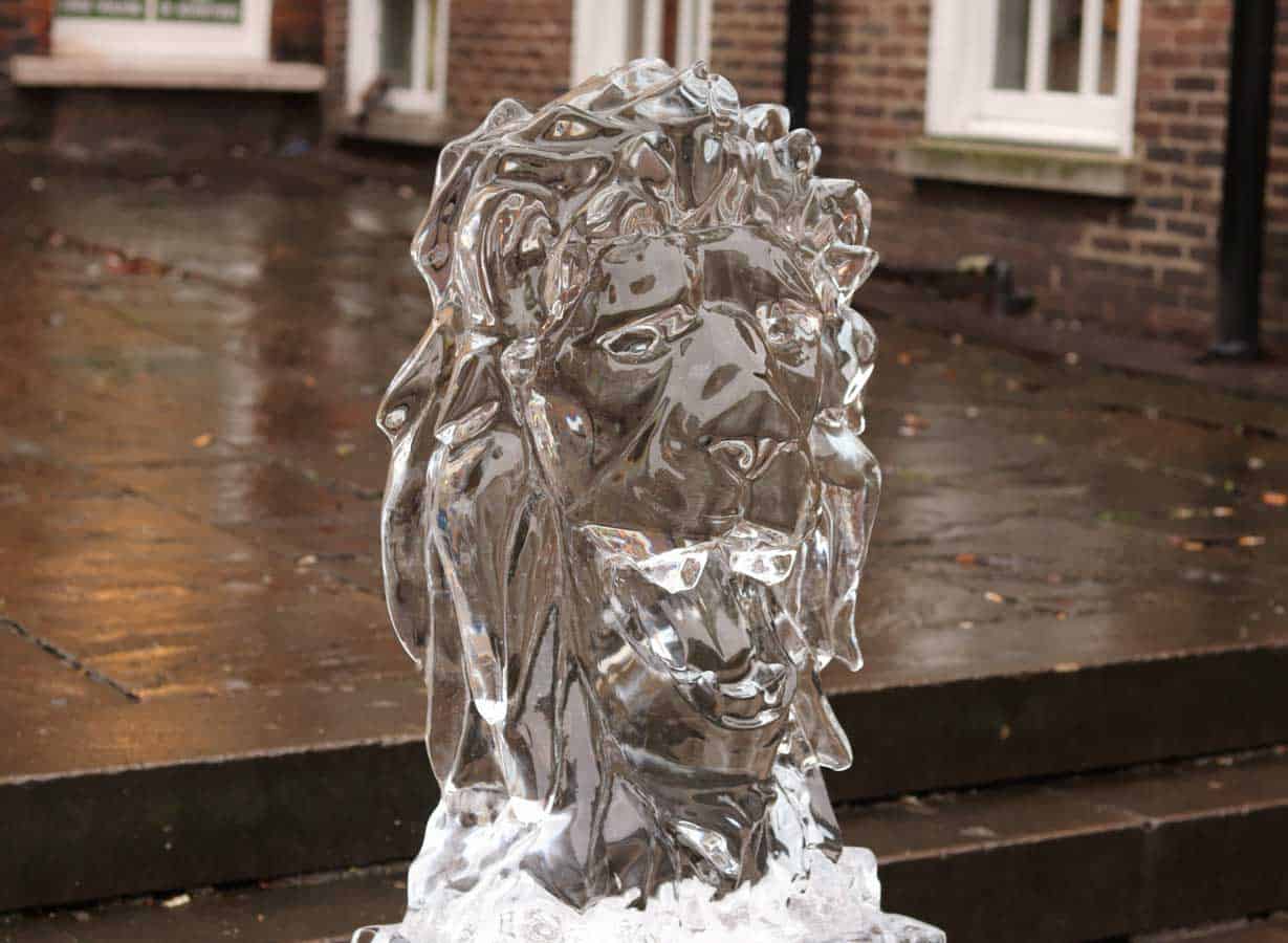 Lion ice sculpture in York