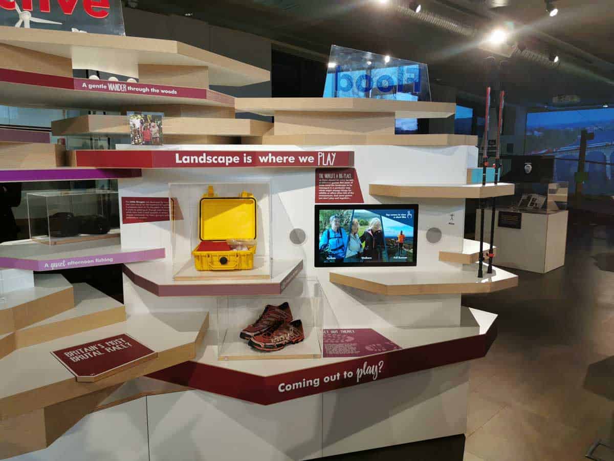 Video screen as part of museum display
