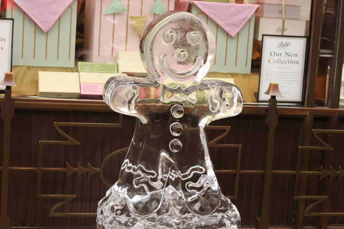 Gingerbread man ice sculpture