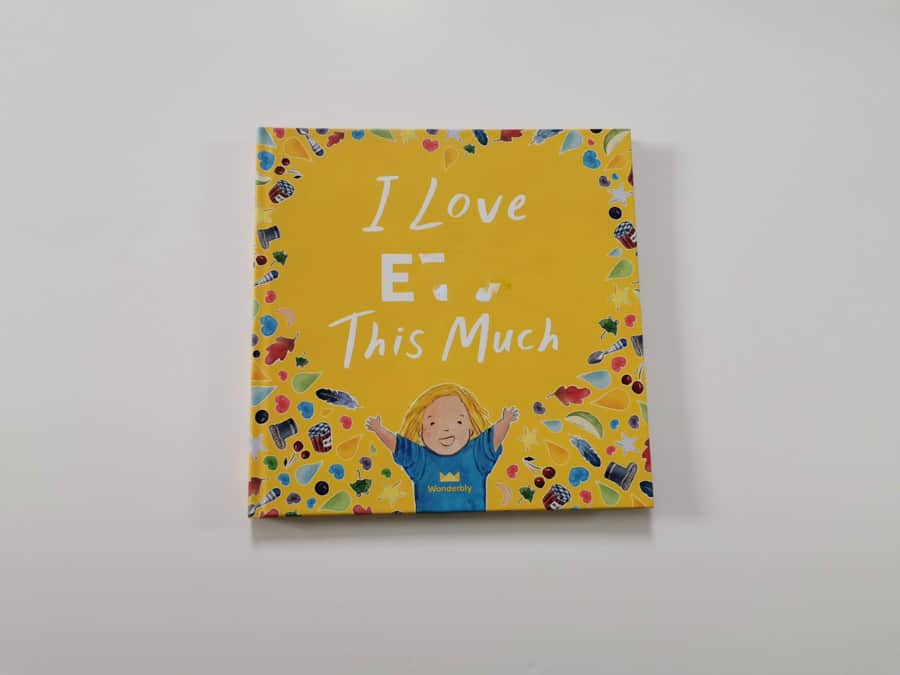 Front cover of a children's book called I love E this much