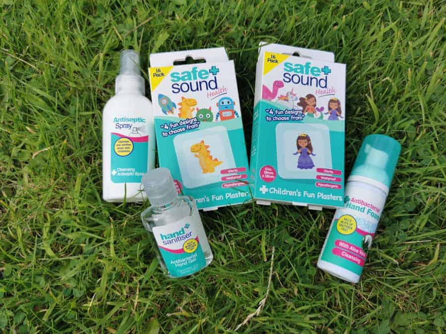 First aid supplies on grass