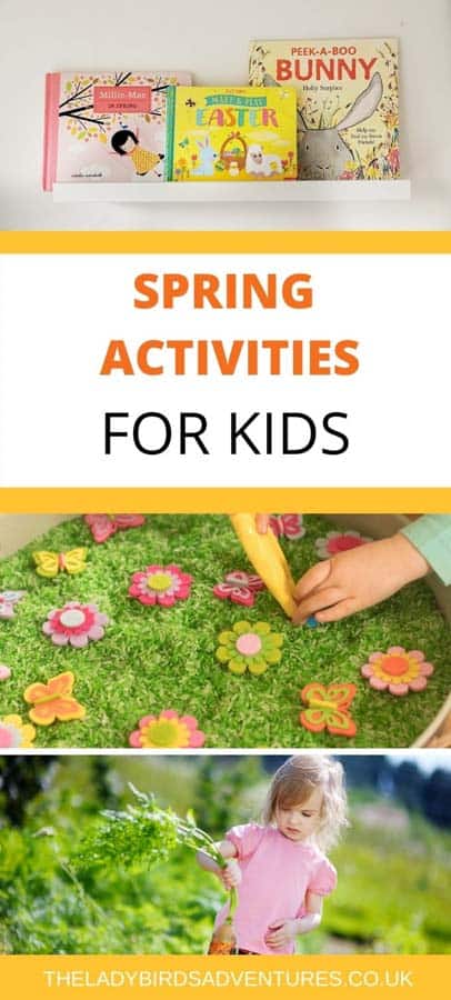 3 photos of spring kids books and activities