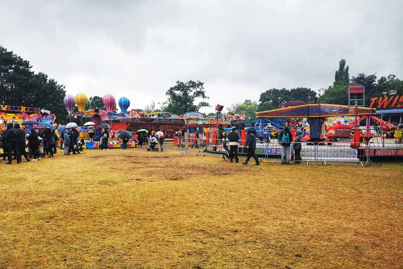 Fair ground rides and crouds