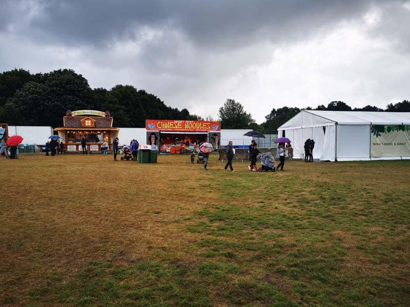 Food stalls in a field