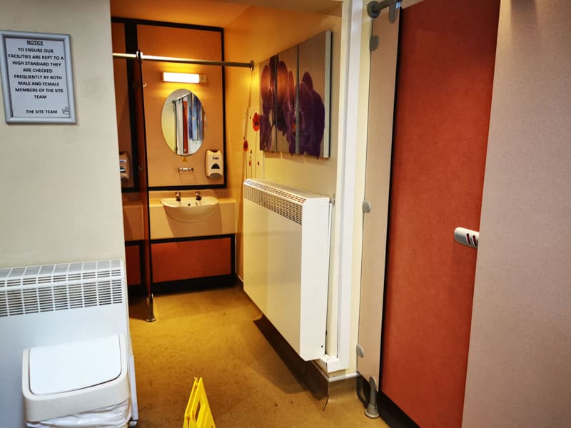 inside a shower block