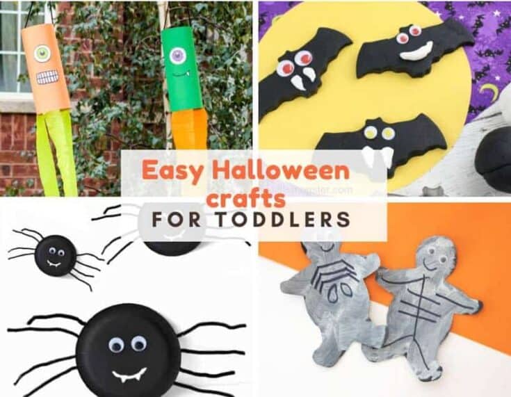 Halloween craft photos and text that reads easy Halloween crafts for toddlers
