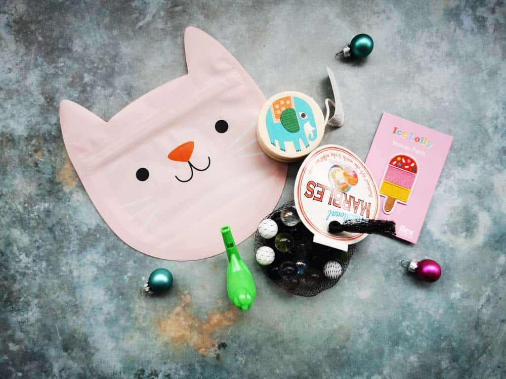 Collection of stocking filler gifts for kids