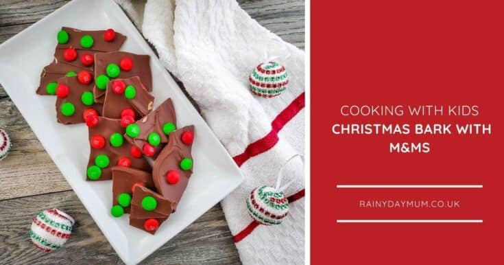 White plate with chocolate with red and green sweets