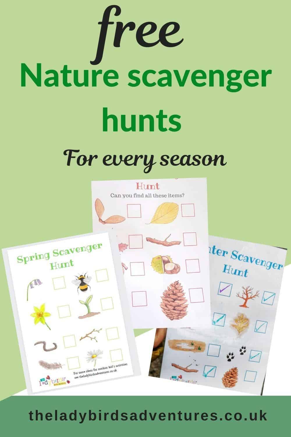 Nature walk scavenger hunt free printable for every season