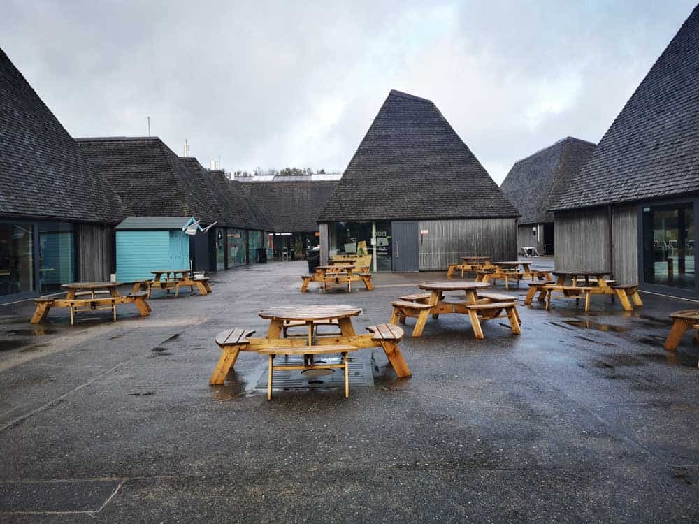 Outdoor seating in a courtyard