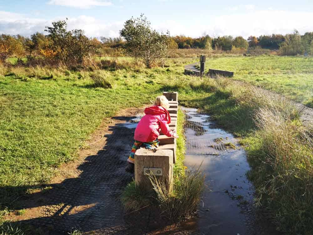 Child on wobbly walk way