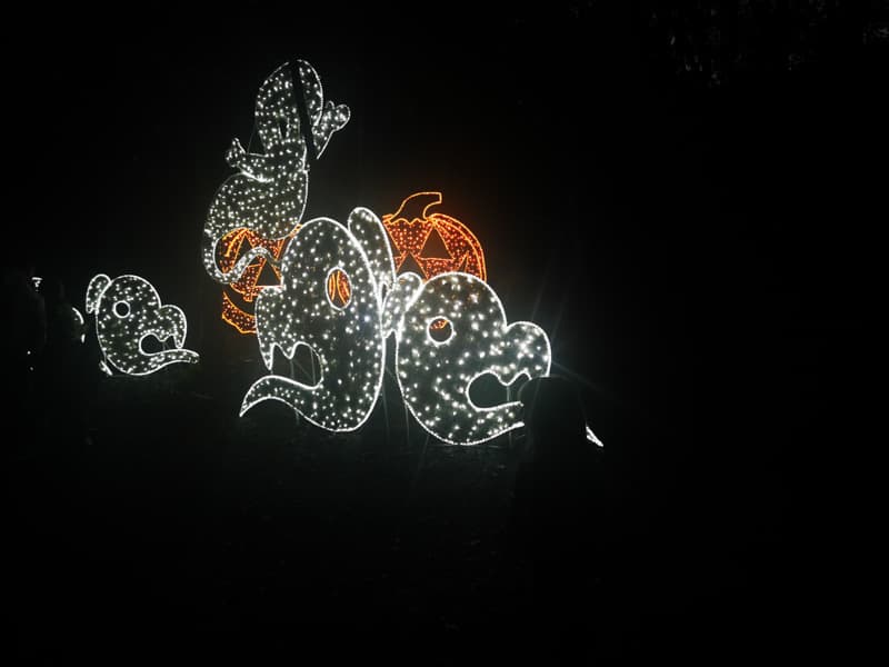 Ghosts and pumpkin lights