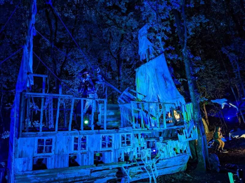illuminated ship wreck
