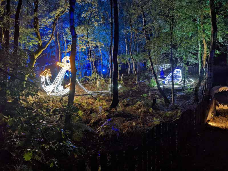 Sea themed lights in the woods