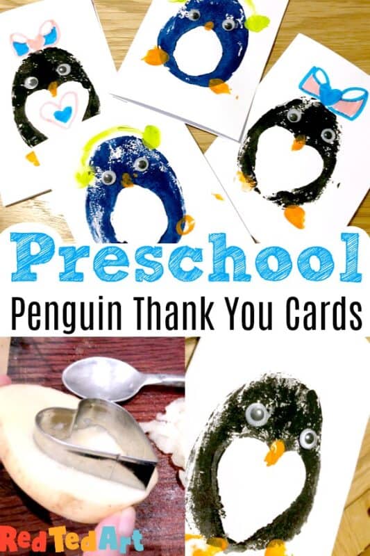 Image for Potato Printing Penguin Cards for Preschoolers 