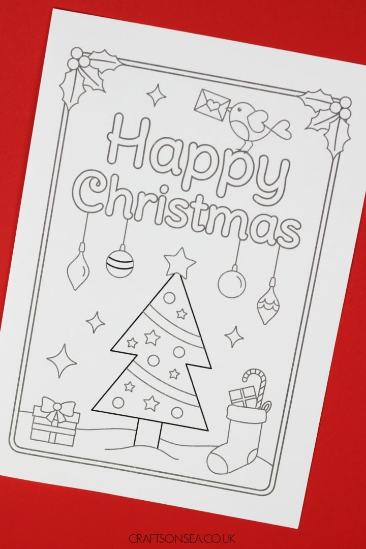 Image for FREE Printable Christmas Cards to Colour: Christmas Tree