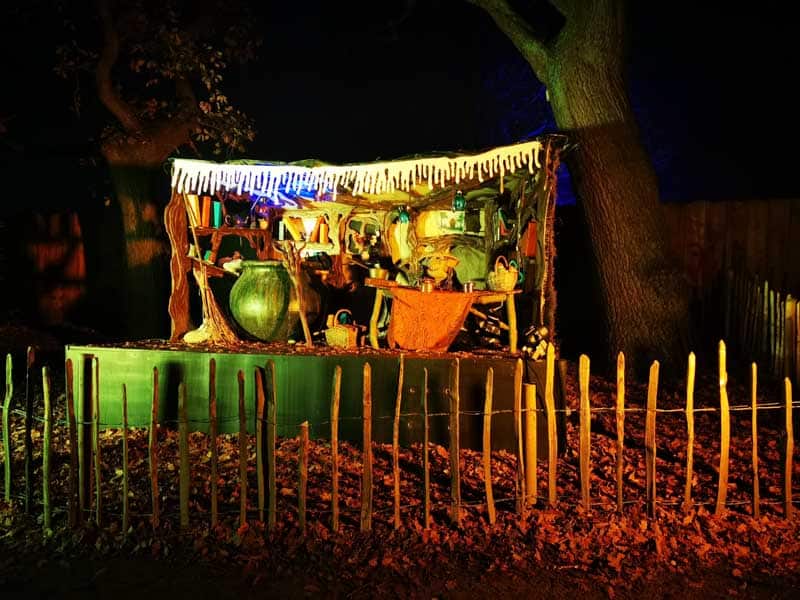 Mini puppet theatre in the woods at night