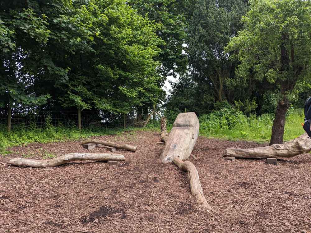 Wooden octopus climbing frame in the woods