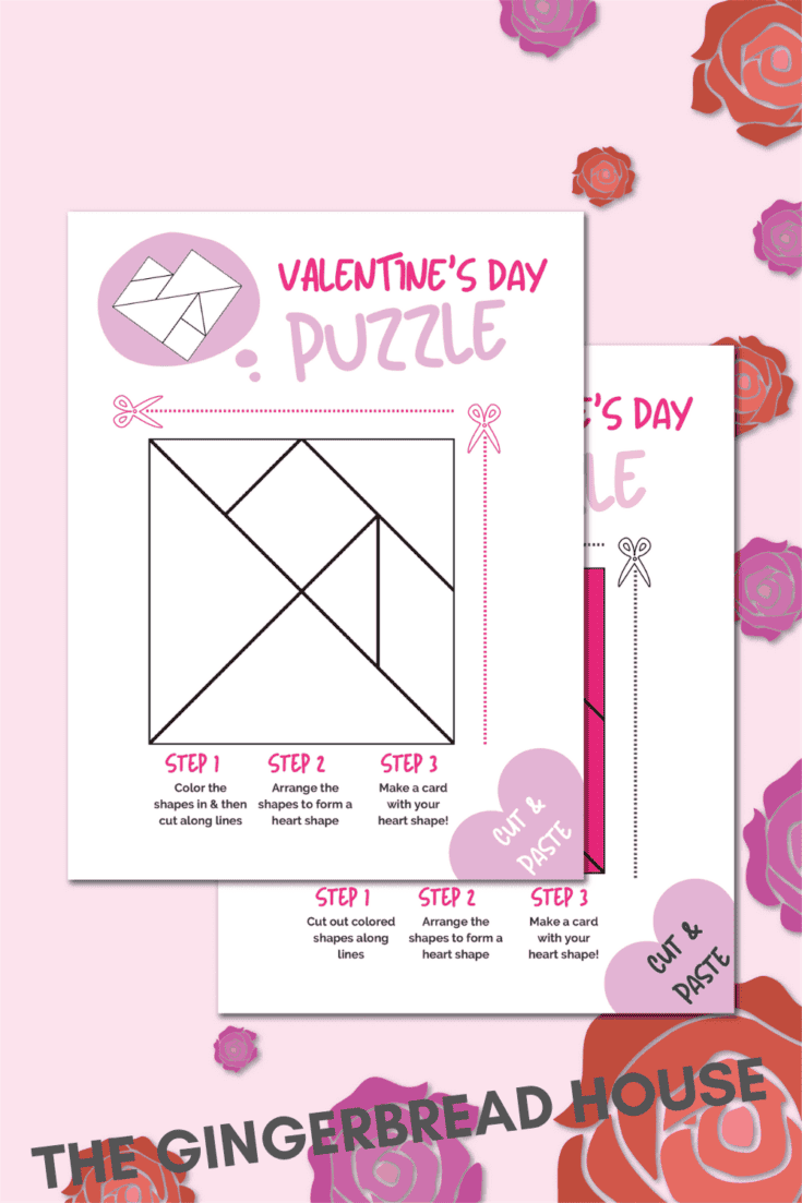 Sheets of paper with a tangram os shapes