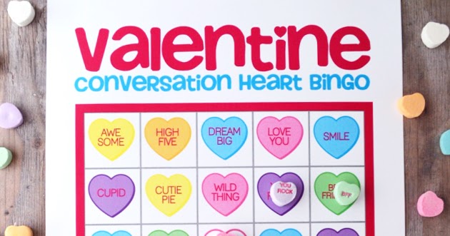Bingo sheet of pastel coloured hearts