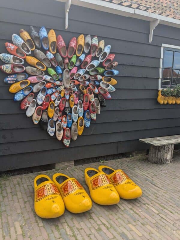 Wooden clogs arranged in a heatr
