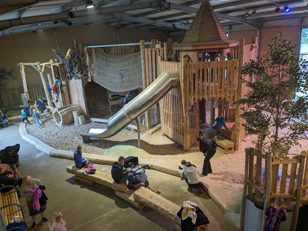 Large indoor wooden playground