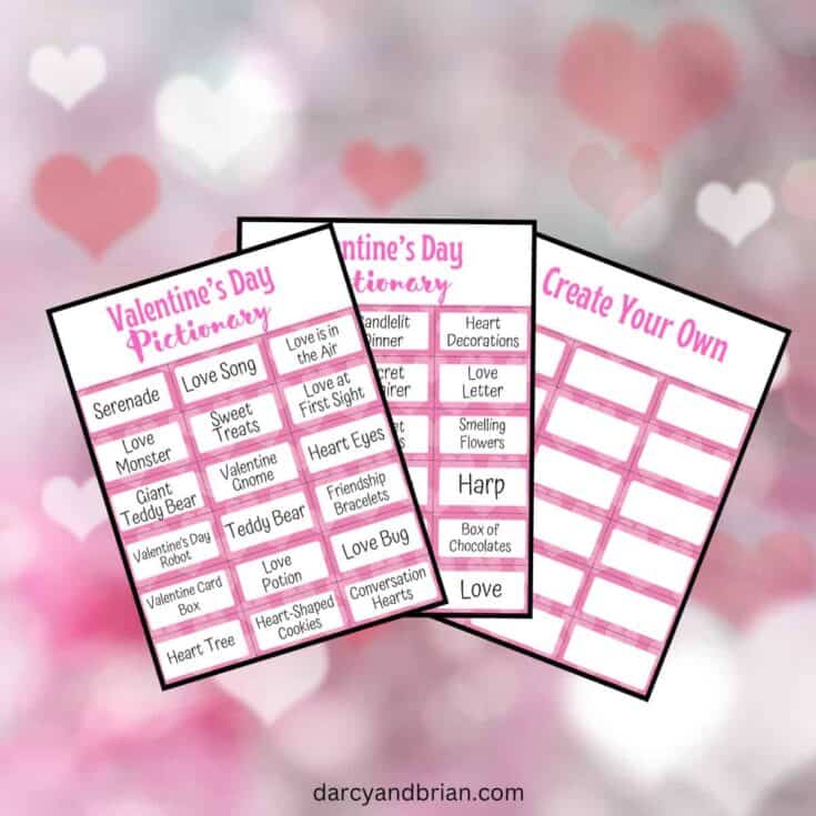 3 sheets of valentines words