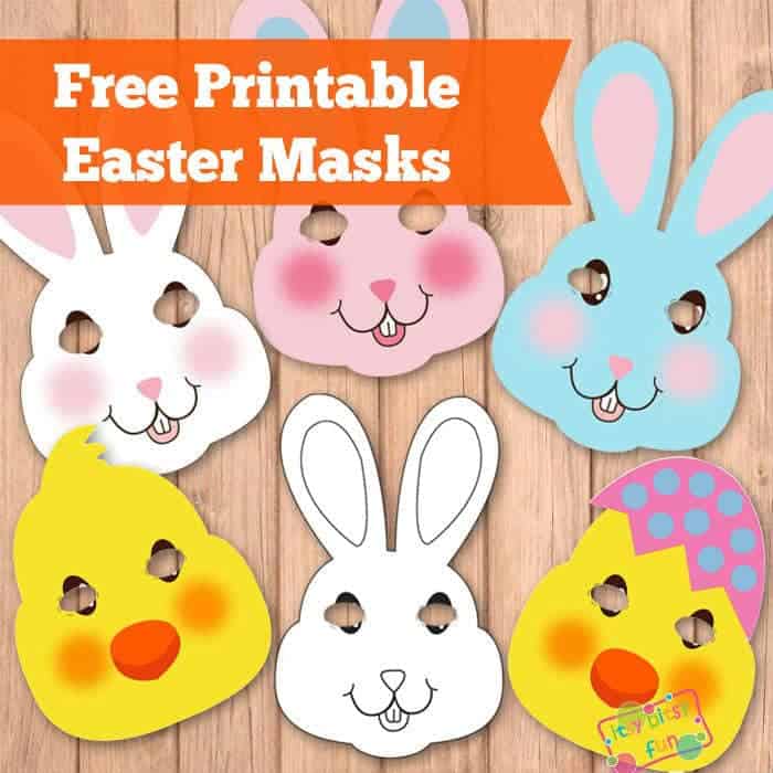 6 different coloured bunny card masks