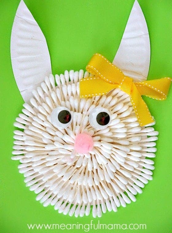 Bunny face craft made of qtips
