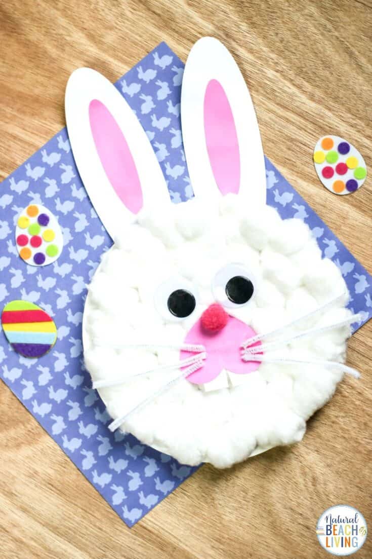 Paper bunny face made from paper plate
