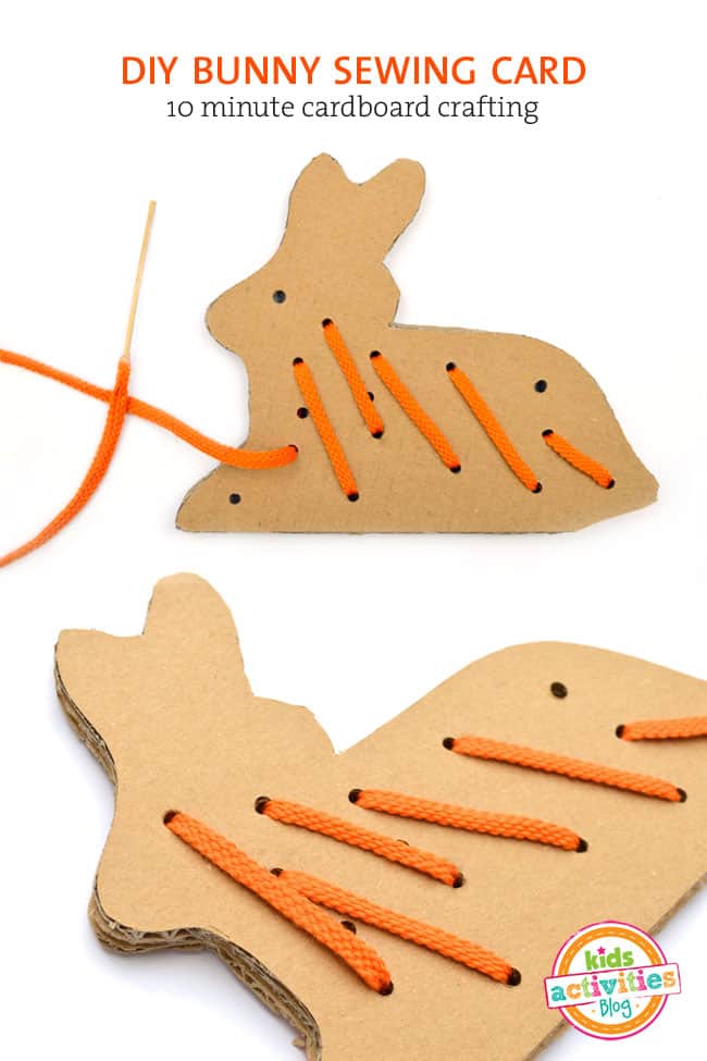bunny shaped brown card with orange lacing on them